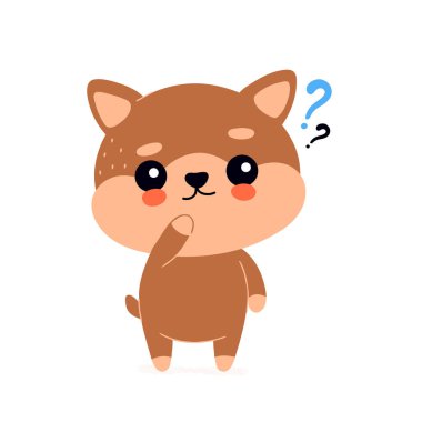 Soru ile sevimli mutlu gülümseyen köpek 