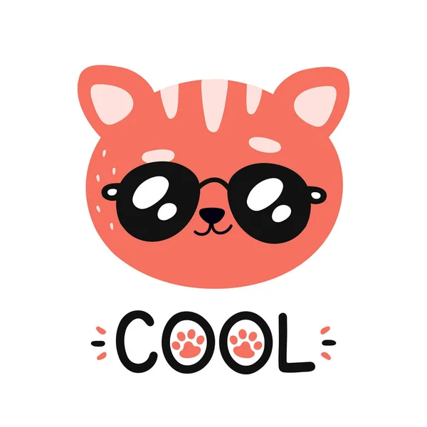 Söt glad leende cool katt i solglasögon — Stock vektor