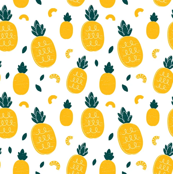 Ananas Hand Zeichnung Stil Schönheit Muster — Stockvektor