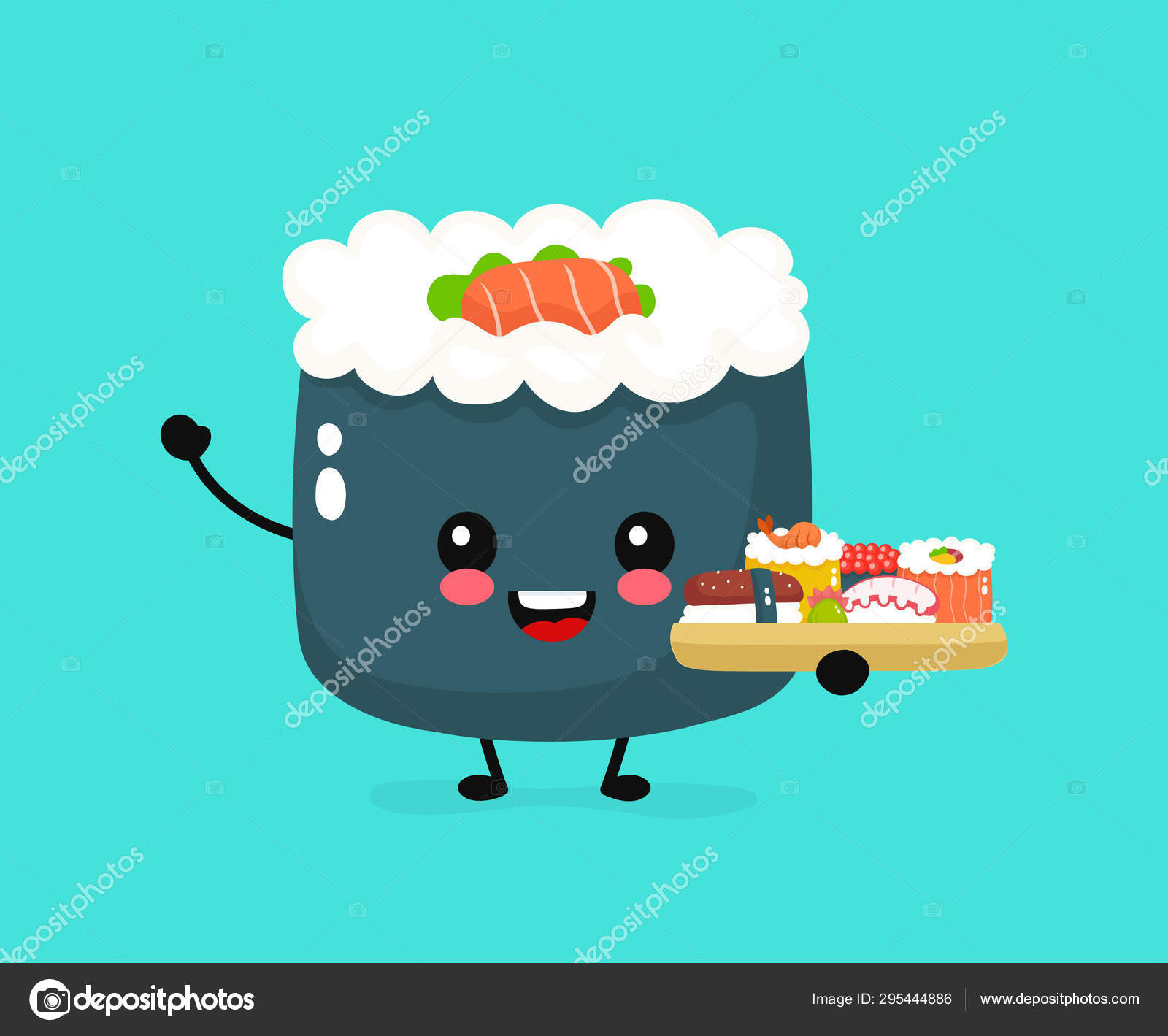 personagens de sushi felizes fofos engraçados. ícone de personagem