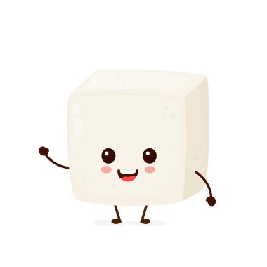 Mutlu sevimli gülümseyen komik tofu. Vektör