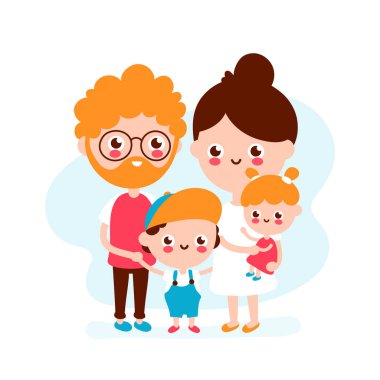 Sevimli mutlu gülümseyen genç aile