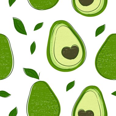 Avocado hand drawing style pattern clipart