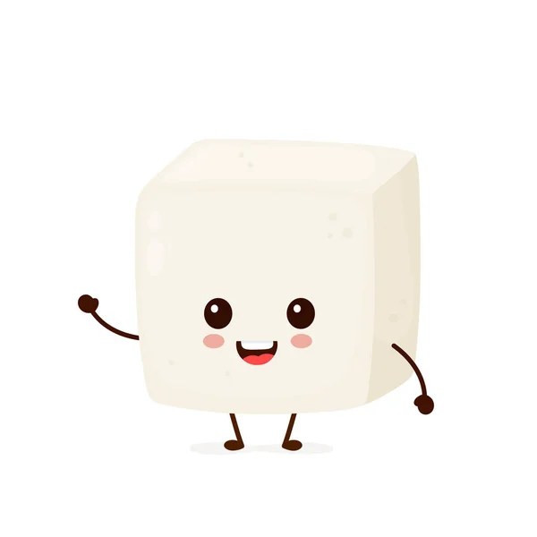 Glücklich niedlich lächelnd lustig Tofu. Vektor — Stockvektor