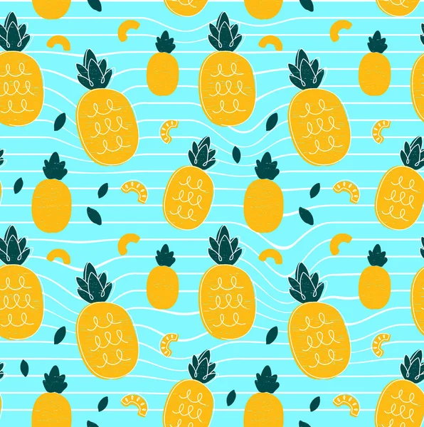 Ananas Hand Zeichnung Stil Schönheit Muster — Stockvektor