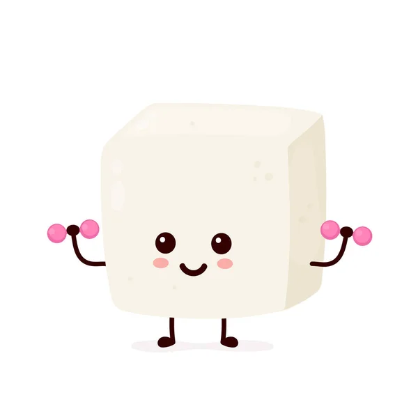 Mignon sourire heureux tofu fort faire de remise en forme — Image vectorielle