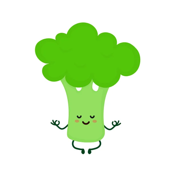 Lindo sonriente feliz fuerte brócoli — Vector de stock