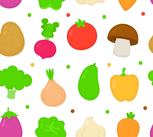 Cute vegetable collection set seamless pattern — Stock Vector