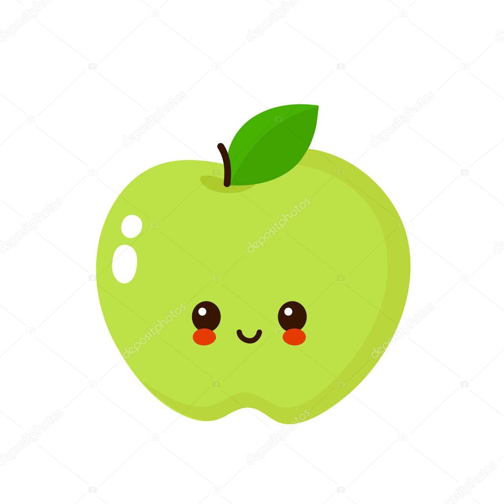 Happy cute smiling apple. Vector