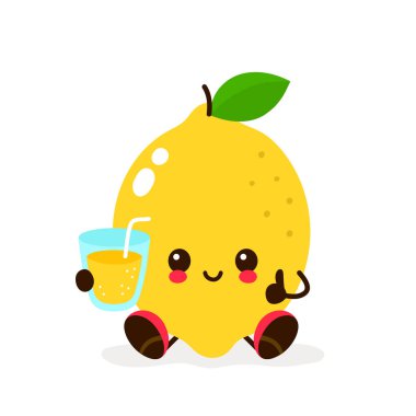 Sevimli kawaii mutlu limon gülümseyen 