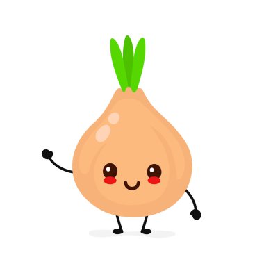 Mutlu sevimli gülümseyen soğan. Vektör