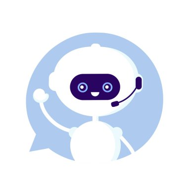 Sevimli gülümseyen komik robot, sohbet bot