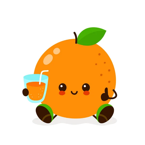 Ładny Kawaii uśmiechnięty szczęśliwy pomarańczowy — Wektor stockowy
