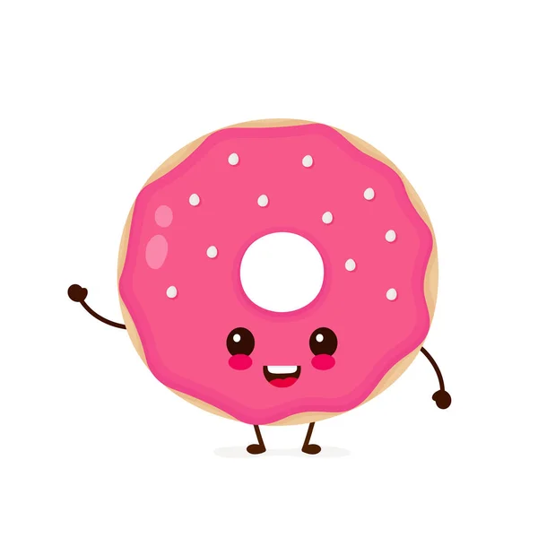 Gelukkig schattig glimlachend donut. Vector — Stockvector