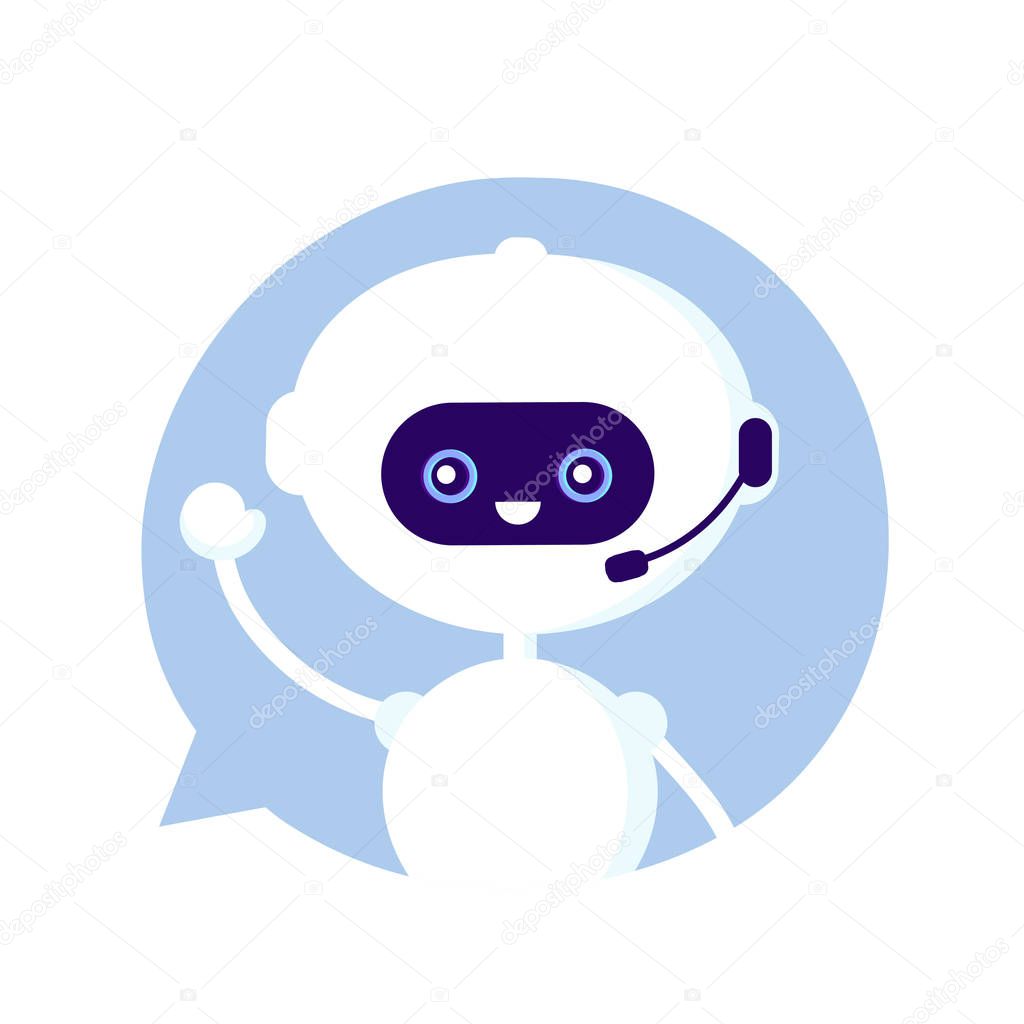 Cute smiling funny robot, chat bot