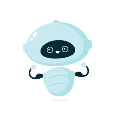 Sevimli gülümseyen robot, bot göstermek kas