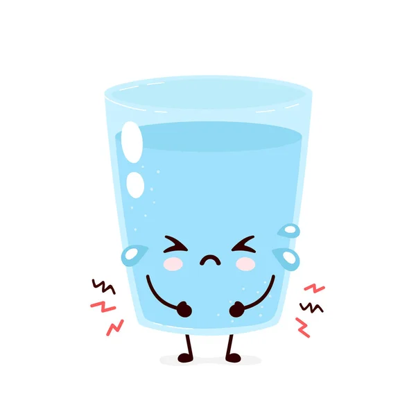 Cute sad water glass. Vector flat — Stock Vector