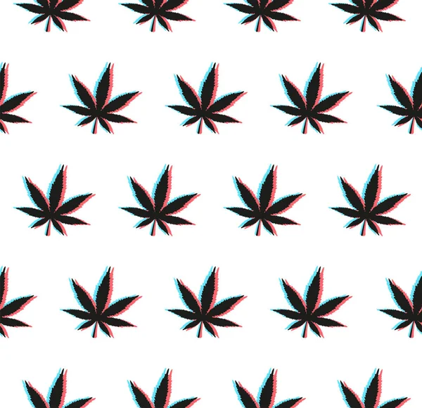 Anaglyph weed seamless pattern with 3D effect — Stock Vector
