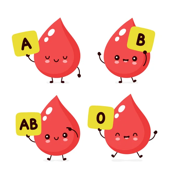 Cute happy healthy smiling blood drop character — Stock Vector