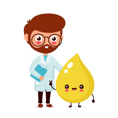 Cute funny smiling doctor and happy urina drop clipart