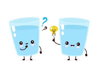 Sevimli gülümseyen mutlu su bardağı 