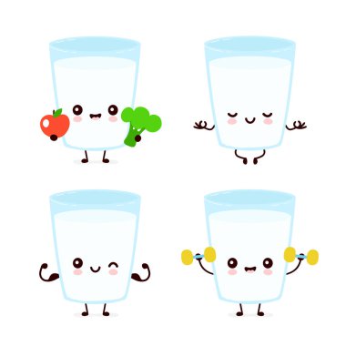 Sevimli gülümseyen mutlu süt cam healtcare