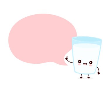 Sevimli gülümseyen mutlu süt bardağı 