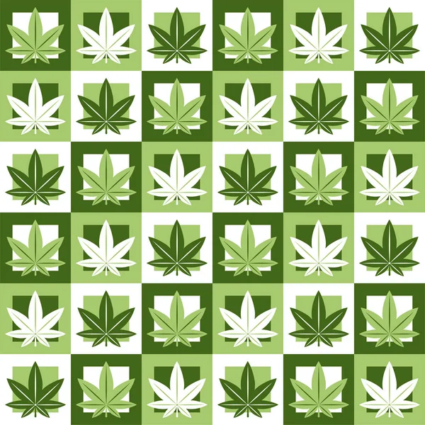 Marijuana, rumput hijau, pola obat bius mulus - Stok Vektor