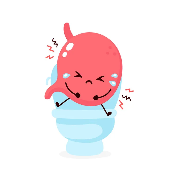Θλιβερό άρρωστο κλάμα χαριτωμένο στομάχι κάθεται στην τουαλέτα — Διανυσματικό Αρχείο