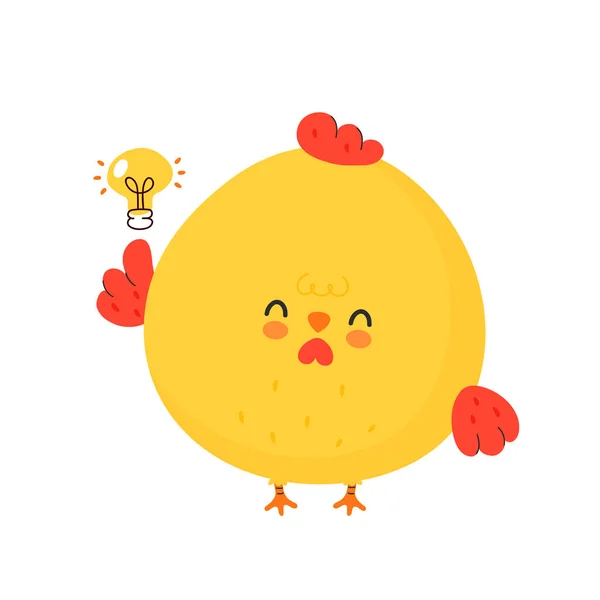 Mignon drôle de bite de poulet avec ampoule — Image vectorielle