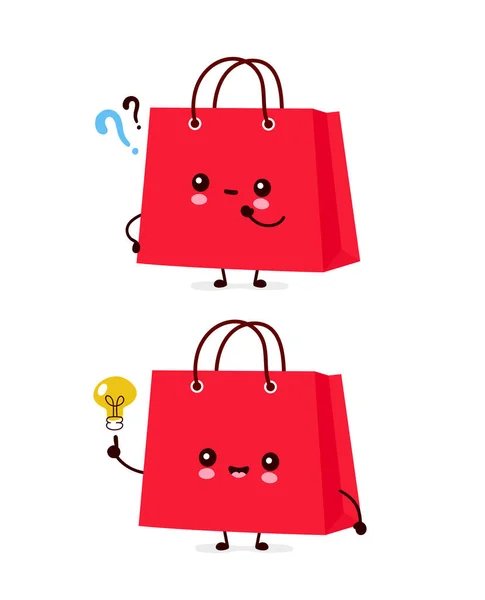 Cute szczęśliwy śmieszne torby na zakupy — Wektor stockowy