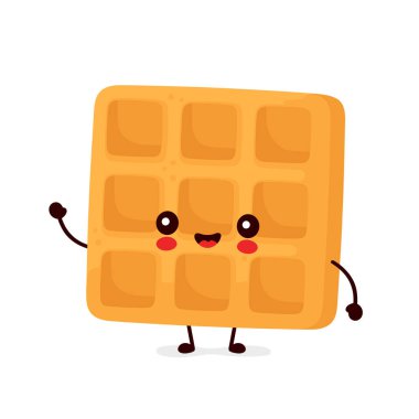 Sevimli mutlu komik Belçika waffle 'ı