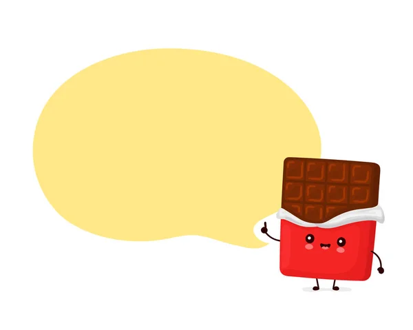 Leuke vrolijke grappige chocoladereep met spraakbel — Stockvector