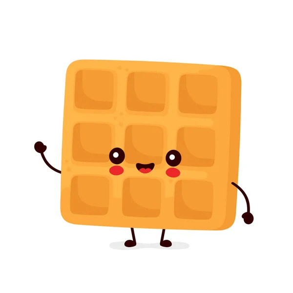 Lindo feliz divertido belgian waffle — Vector de stock