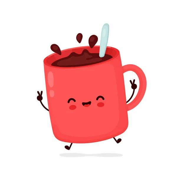 Linda taza de café divertido feliz — Vector de stock