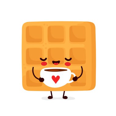 Sevimli mutlu komik Belçika waffle 'ı