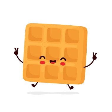 Sevimli mutlu komik Belçika waffle 'ı