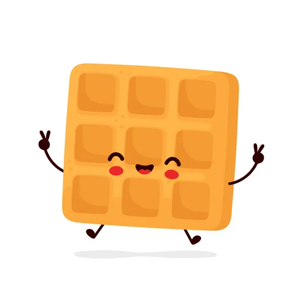 Cute happy funny belgian waffle — Stock Vector