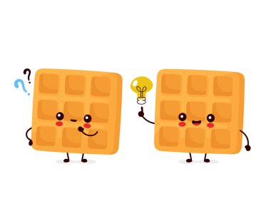 Sevimli mutlu komik Belçika waffle 'ı