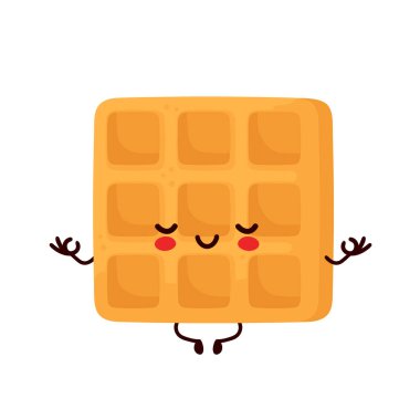 Sevimli mutlu Belçika waffle 'ı meditasyon