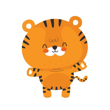 Sevimli, neşeli, küçük kaplan. Vektör