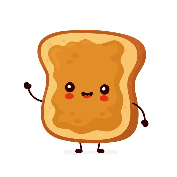 Cute happy funny toast with peanut butter — Stock Vector