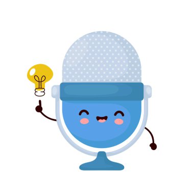 Şirin, mutlu, komik stüdyo yayını mikrofon.