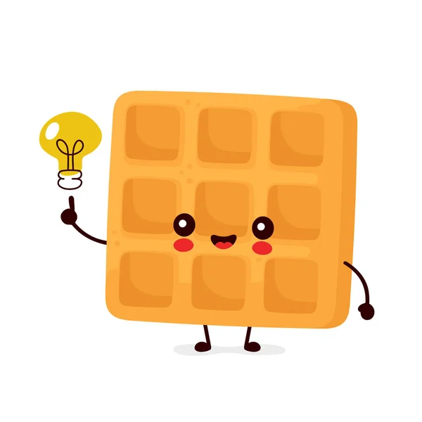 Lindo feliz divertido belgian waffle — Vector de stock