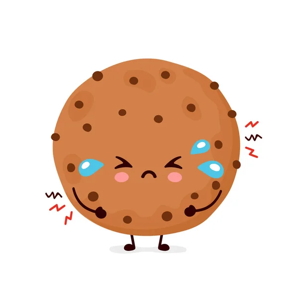 Cute sad funny chocolate cookie — Stock Vector