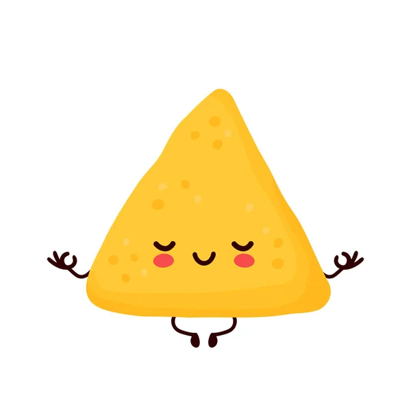 Carino felice divertente nachos meditare — Vettoriale Stock