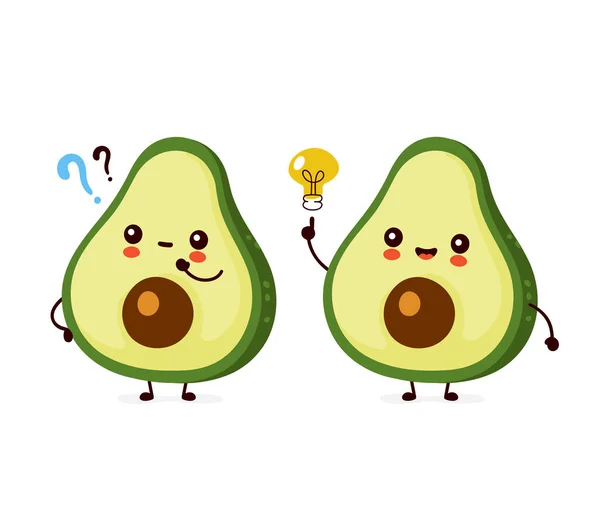 Lindo aguacate divertido feliz con signo de interrogación — Vector de stock