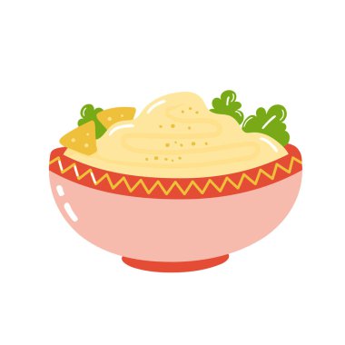 Humus kasesi. Beyaz arkaplanda izole