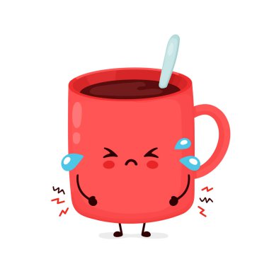 Sevimli üzgün ağlayan komik kahve fincanı