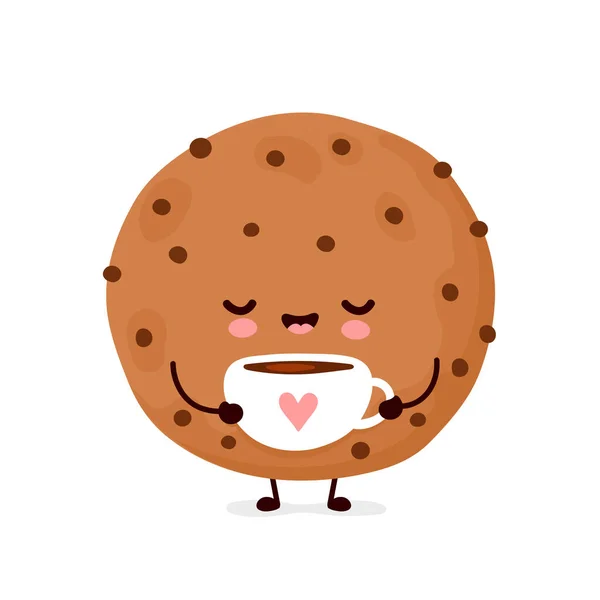 Sevimli mutlu komik çikolatalı kurabiye — Stok Vektör